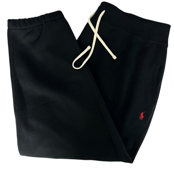 NWT‎ Polo Ralph Lauren Mens Black Sweatpants Red Pony Logo Size 3LT - Picture 1 of 7